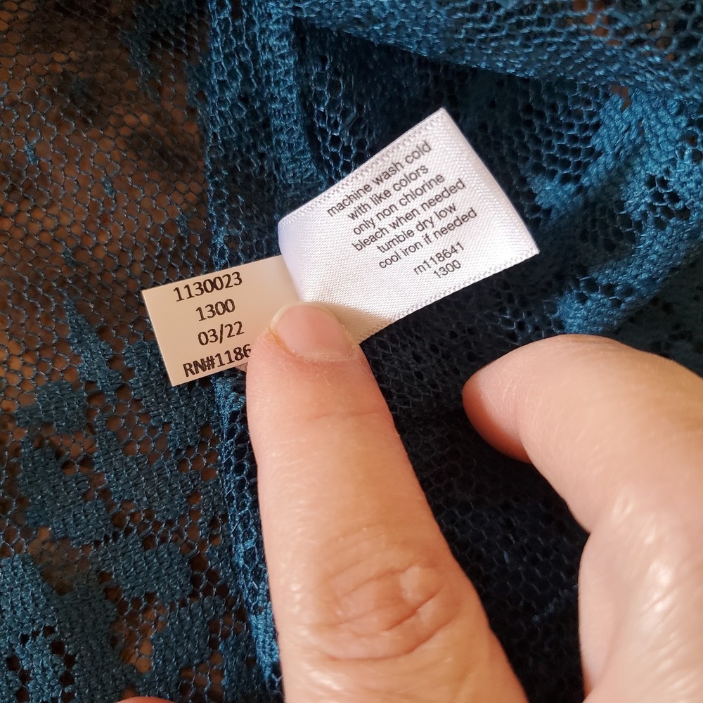 Lane Bryant sz 18/20 sheer lace Teal‎ Blue short slv peplum top boho going out - Picture 10 of 10